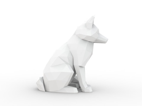 Fox Low-Poly 3D Printable 3D print model 3D Print Model