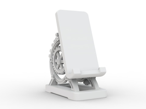 Phone Stand with Gears 3D Printable 3D print model Model Cetak 3D