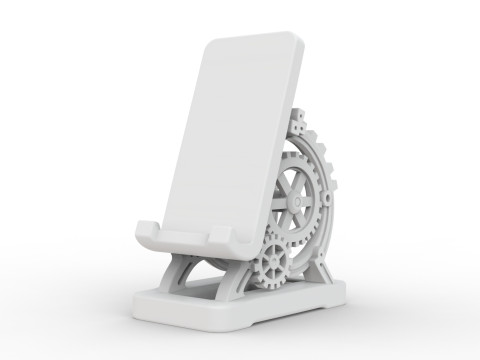 Phone Stand with Gears 3D Printable 3D print model Model Cetak 3D
