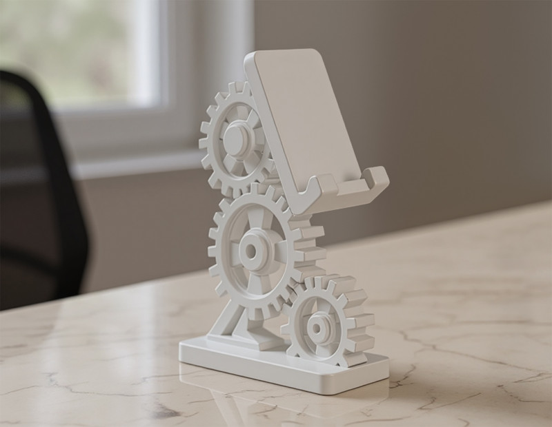 Gear Phone Stand 3D Printable 3D print model 3D प्रिंट मॉडल .c4d .max .obj .3ds .fbx .stl .blend 