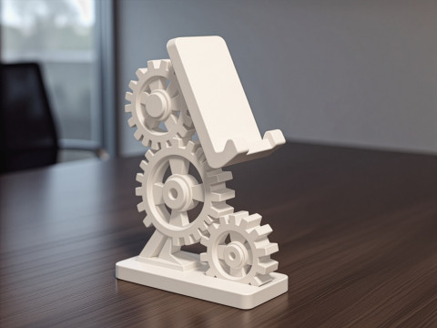 Gear Phone Stand 3D Printable 3D print model 3D प्रिंट मॉडल