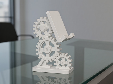 Gear Phone Stand 3D Printable 3D print model 3D प्रिंट मॉडल