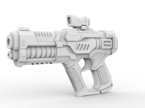 Sci-Fi Handgun 3D Printable 3D print model 3D 打印模型