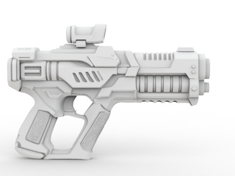 Sci-Fi Handgun 3D Printable 3D print model 3D 打印模型