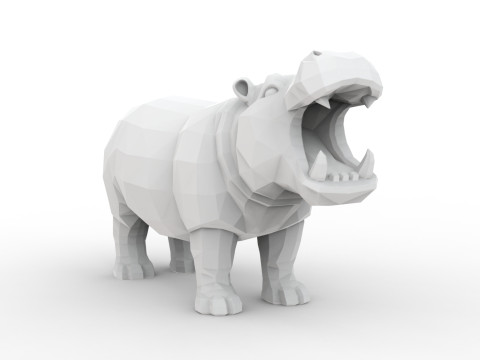 Hippo Low-Poly 3D Printable 3D print model 3D 打印模型