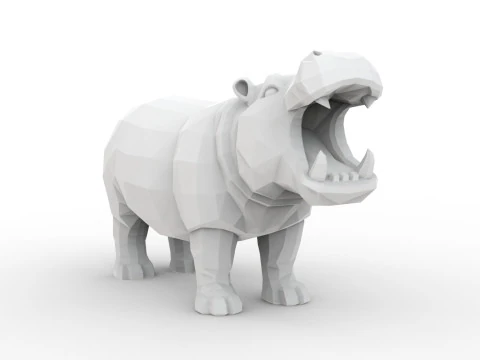 Hippo Low-Poly 3D Printable 3D print model 3D Print Model