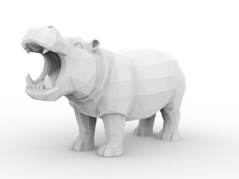 Hippo Low-Poly 3D Printable 3D print model 3D 打印模型