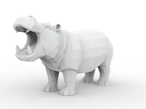Hippo Low-Poly 3D Printable 3D print model 3D Print Model