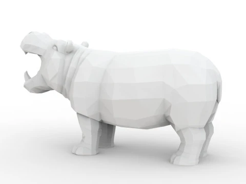 Hippo Low-Poly 3D Printable 3D print model 3D Print Model