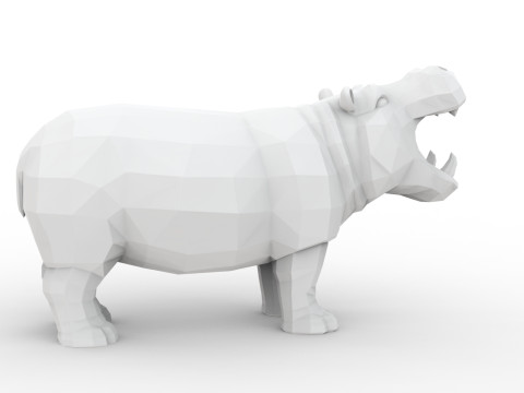 Hippo Low-Poly 3D Printable 3D print model 3D 打印模型