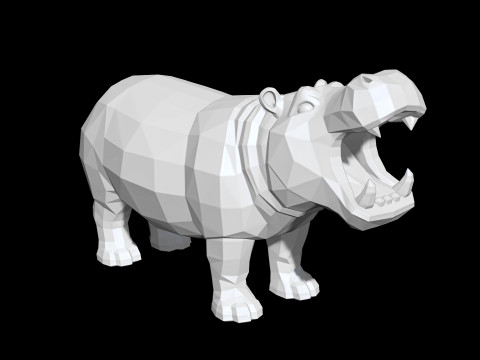 Hippo Low-Poly 3D Printable 3D print model 3D 打印模型