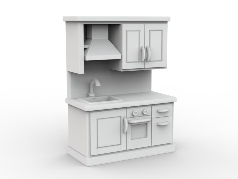 キッチンセット 3D 印刷可能な 3D プリントモデル 3Dプリントモデル