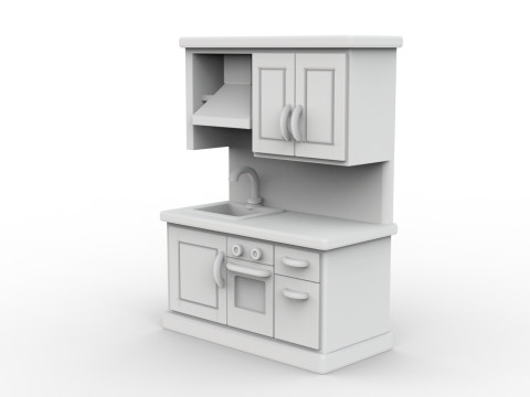 キッチンセット 3D 印刷可能な 3D プリントモデル 3Dプリントモデル