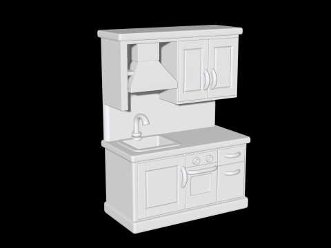 キッチンセット 3D 印刷可能な 3D プリントモデル 3Dプリントモデル
