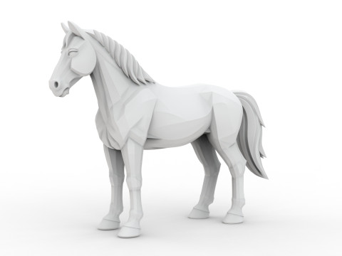Horse Low-Poly 3D Printable 3D print model 3D Print Model