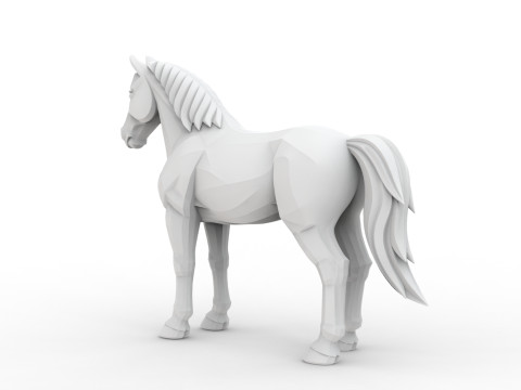 Horse Low-Poly 3D Printable 3D print model 3D Print Model