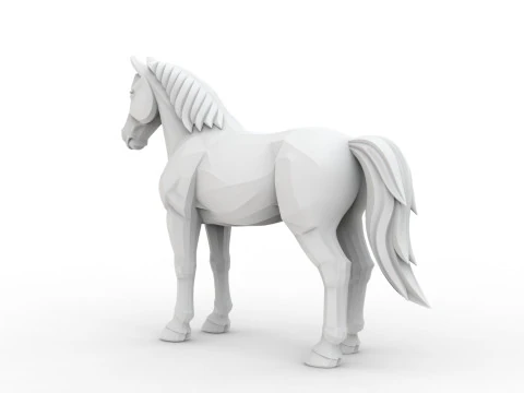 Horse Low-Poly 3D Printable 3D print model 3D Print Model