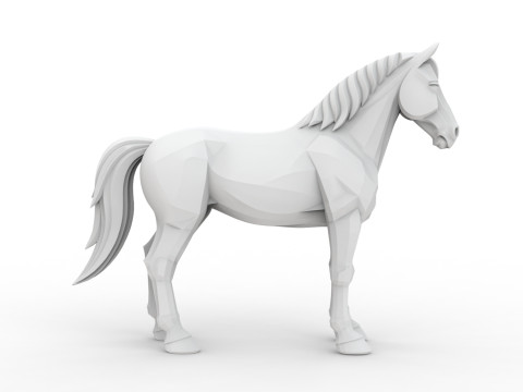 Horse Low-Poly 3D Printable 3D print model 3D Print Model