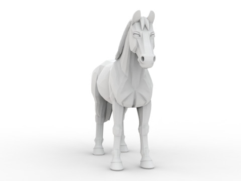 Horse Low-Poly 3D Printable 3D print model 3D Print Model
