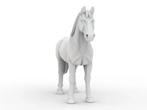 Horse Low-Poly 3D Printable 3D print model 3D Print Model