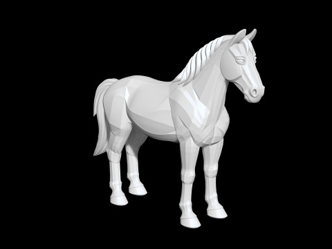 Horse Low-Poly 3D Printable 3D print model 3D Print Model