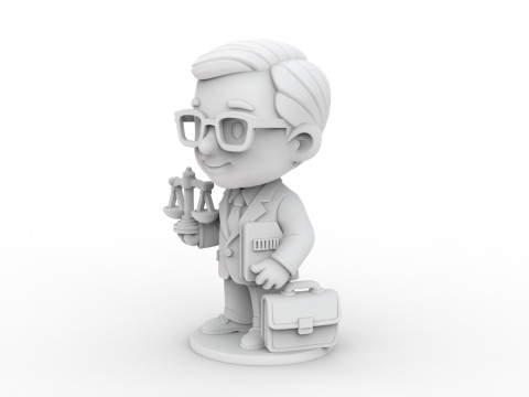 Lawyer Cartoon Character 3D Printable 3D print model 3D 프린트 모델