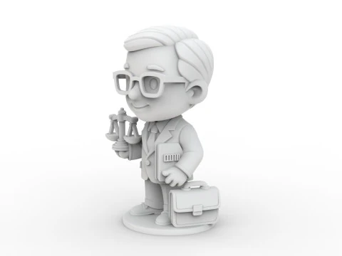 Lawyer Cartoon Character 3D Printable 3D print model 3D Print Model