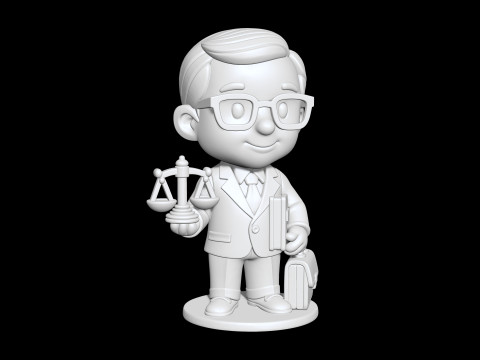 Lawyer Cartoon Character 3D Printable 3D print model 3D 프린트 모델