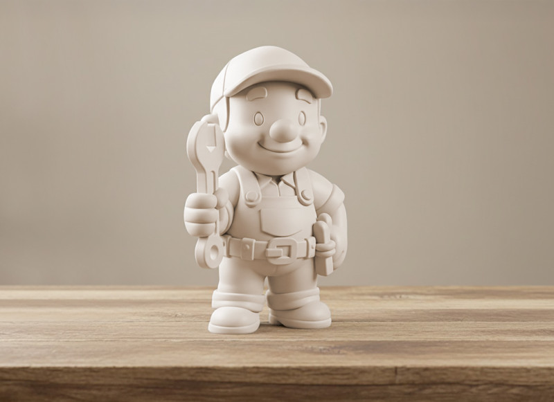 Cartoon Mechanic 3D Printable 3D print model 3D 打印模型 .c4d .max .obj .3ds .fbx .stl .blend 
