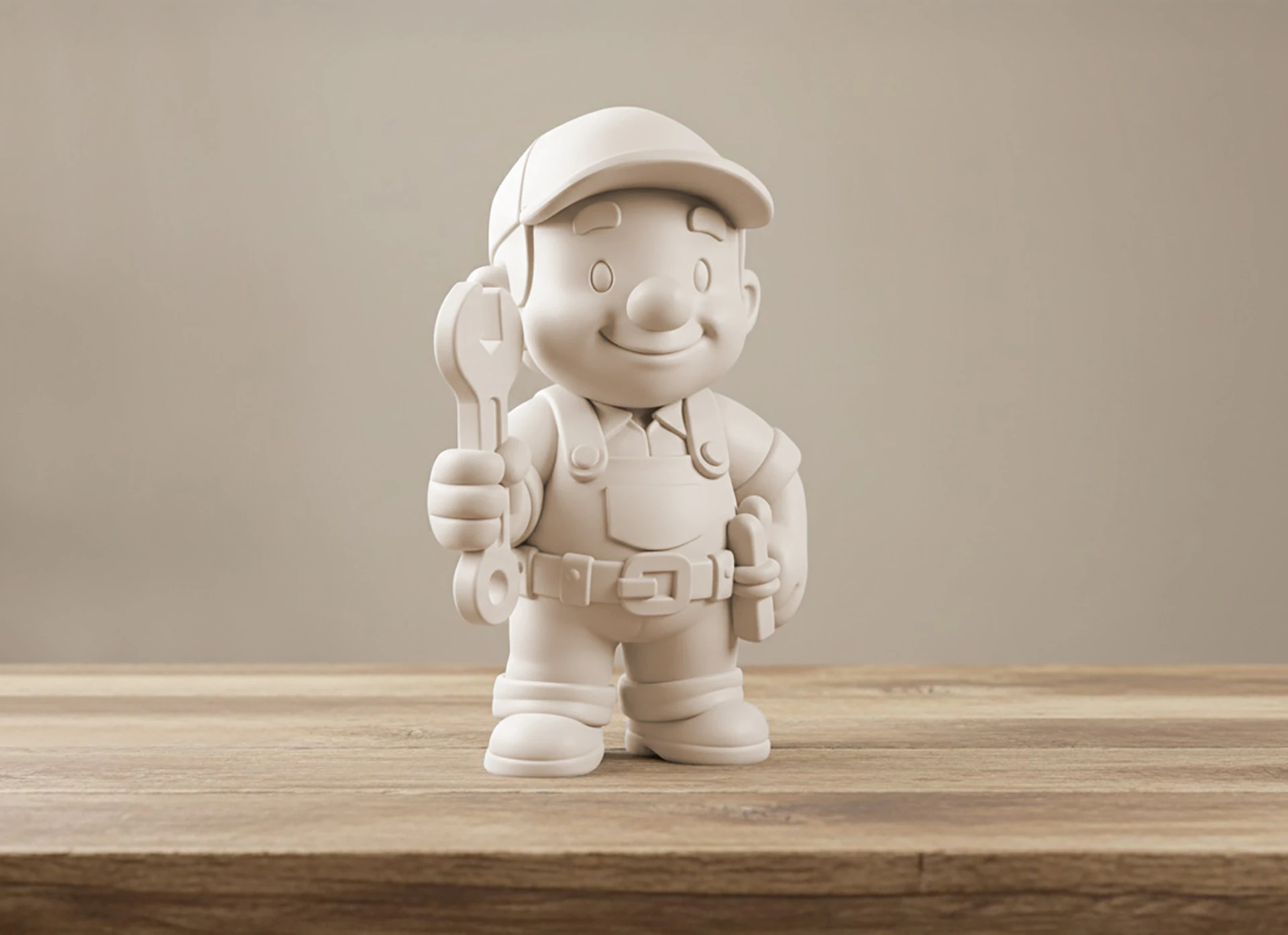 Cartoon Mechanic 3D Printable 3D print model 3D Print Model .c4d .max .obj .3ds .fbx .stl .blend 