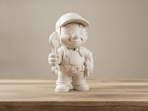 Cartoon Mechanic 3D Printable 3D print model Modelo de impresión 3D