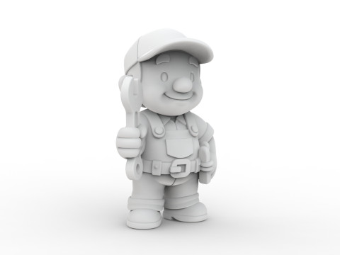 Cartoon Mechanic 3D Printable 3D print model 3D 打印模型