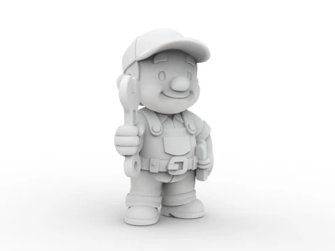 Cartoon Mechanic 3D Printable 3D print model 3D Print Model