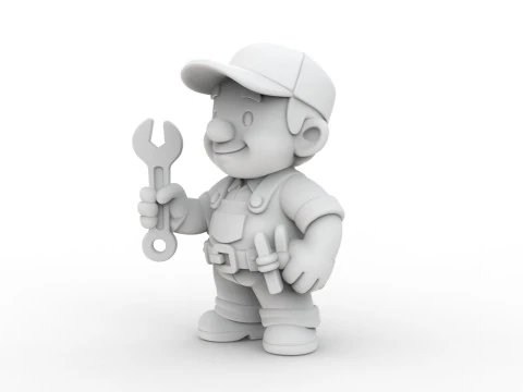 Cartoon Mechanic 3D Printable 3D print model 3D Print Model