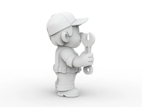 Cartoon Mechanic 3D Printable 3D print model 3D Print Model