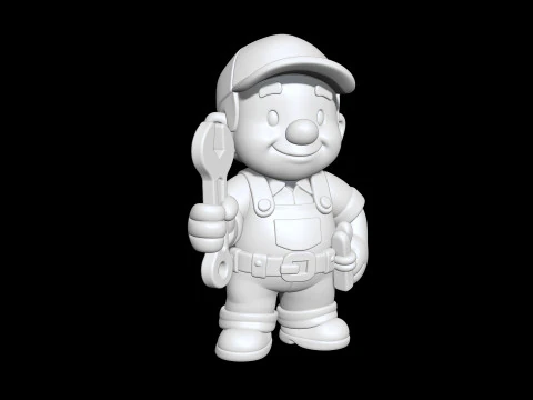 Cartoon Mechanic 3D Printable 3D print model 3D Print Model