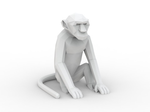 Low Poly Monkey 3D Printable 3D print model Modèles 3D en vedette