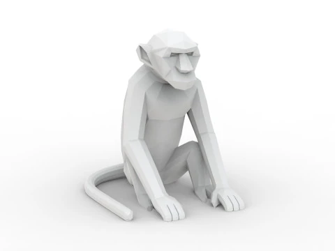Low Poly Monkey 3D Printable 3D print model 3D Print Model