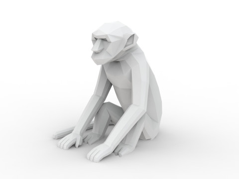 Low Poly Monkey 3D Printable 3D print model Modèles 3D en vedette