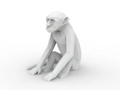 Low Poly Monkey 3D Printable 3D print model 3D Print Model