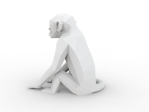 Low Poly Monkey 3D Printable 3D print model Modèles 3D en vedette