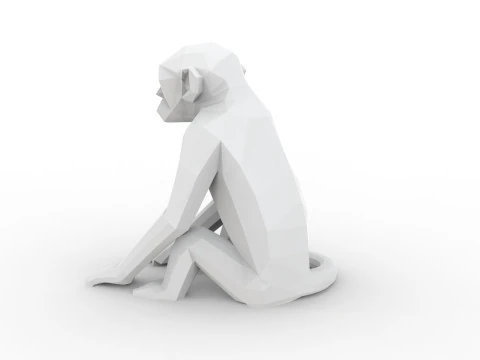 Low Poly Monkey 3D Printable 3D print model 3D Print Model