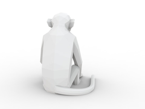 Low Poly Monkey 3D Printable 3D print model Modèles 3D en vedette
