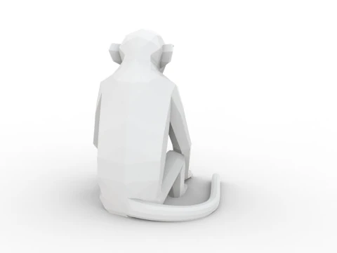 Low Poly Monkey 3D Printable 3D print model 3D Print Model