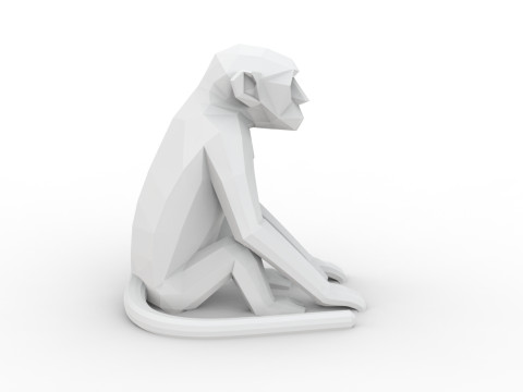 Low Poly Monkey 3D Printable 3D print model Modèles 3D en vedette