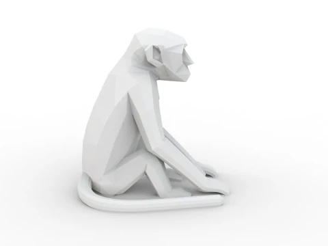 Low Poly Monkey 3D Printable 3D print model 3D Print Model