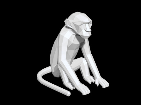 Low Poly Monkey 3D Printable 3D print model Modèles 3D en vedette