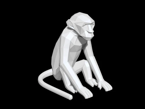 Low Poly Monkey 3D Printable 3D print model 3D Print Model