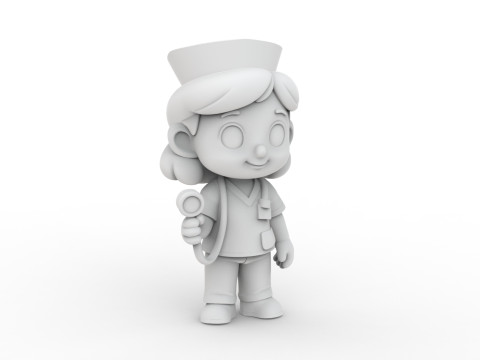 Cartoon Nurse 3D Printable 3D print model 3D Druckmodell