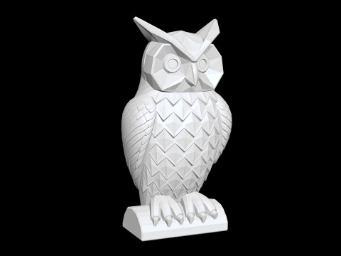 Owl Low-Poly 3D Printable 3D print model Model Cetak 3D